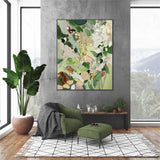 Green Modern Oil Painting Canvas Large Abstract Knife Painting Original Green Plant Wall Art Home Decoration