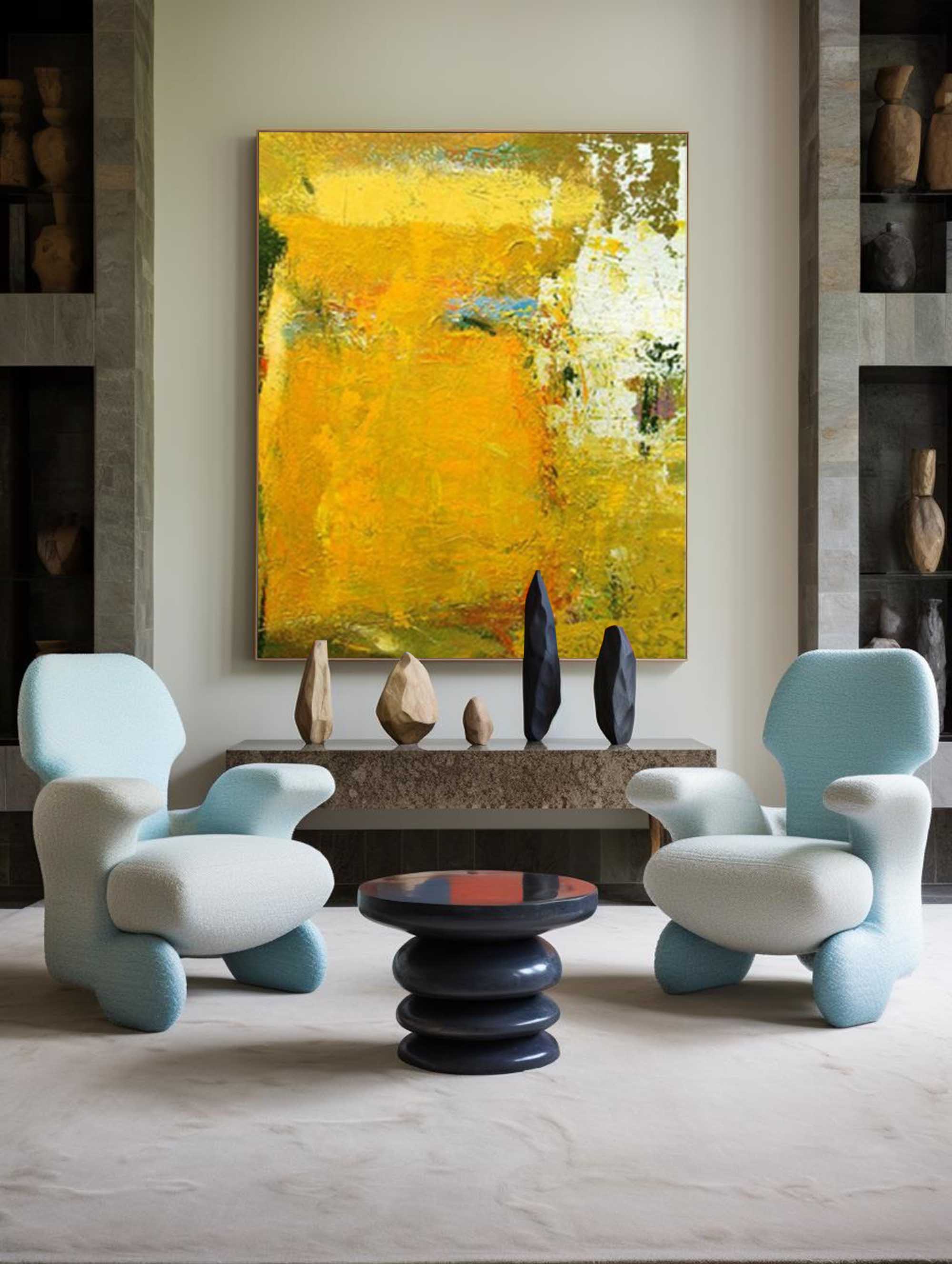 Texture Yellow Abstract Painting On Canvas Large Modern Wall Art Original Minimalist Painting For Living Room