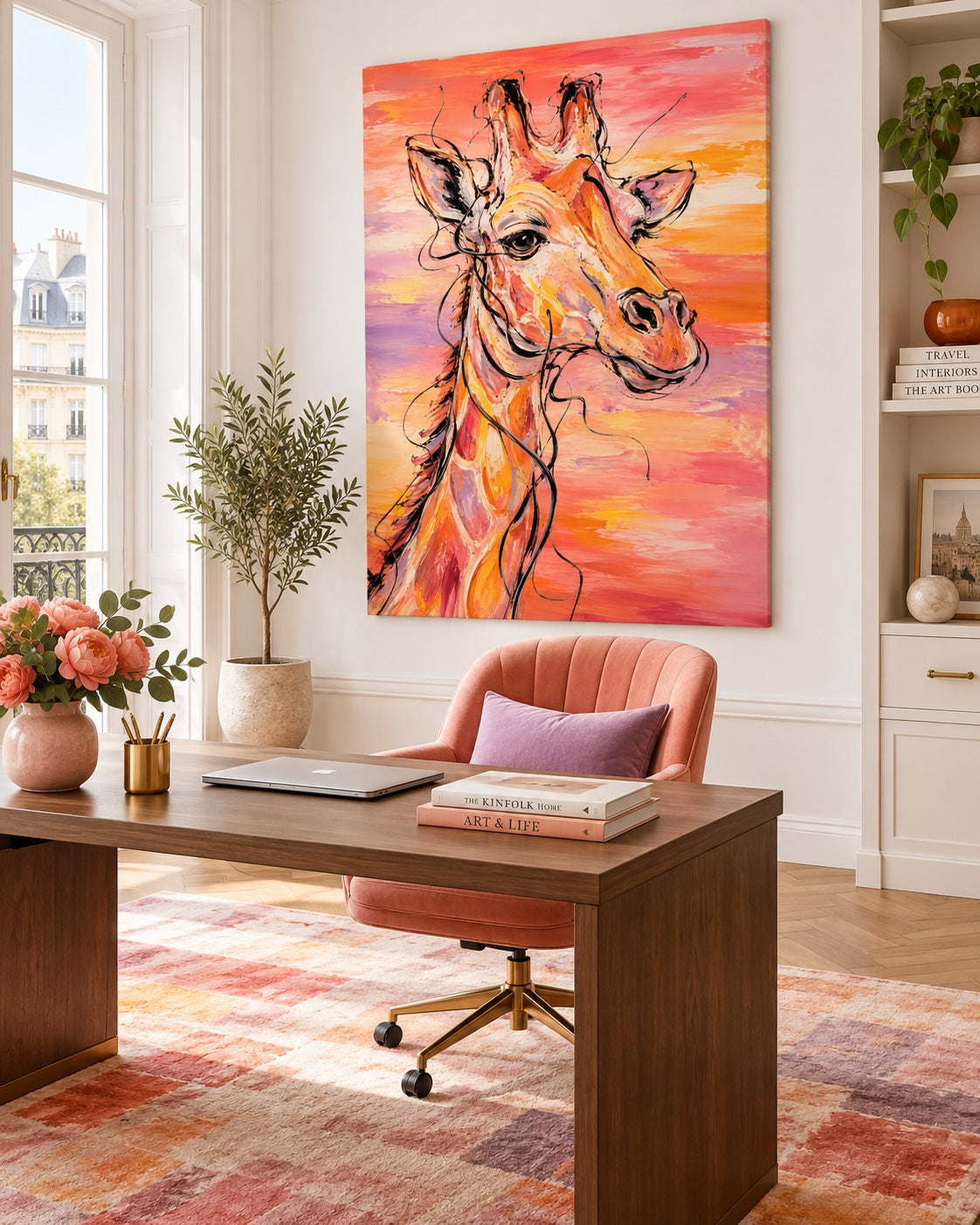Modern Graffiti Style Canvas Painting With Textured Orange Tones