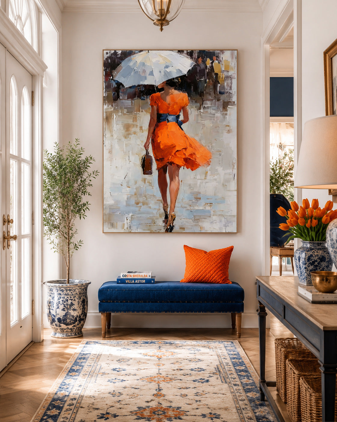Romantic Rainy Day Scene Original Artwork Ideal Gift For Art Lovers And Collectors