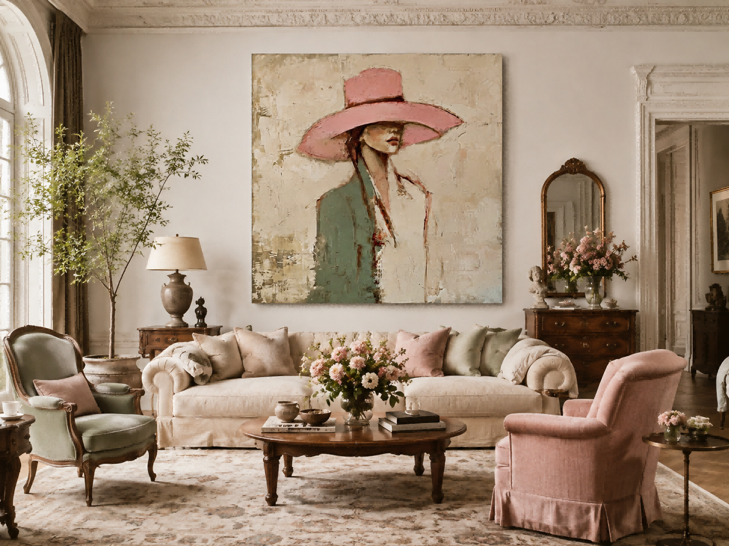Original Hand Painted Woman Artwork With Textured Canvas Ideal For Luxury Home Interior Design