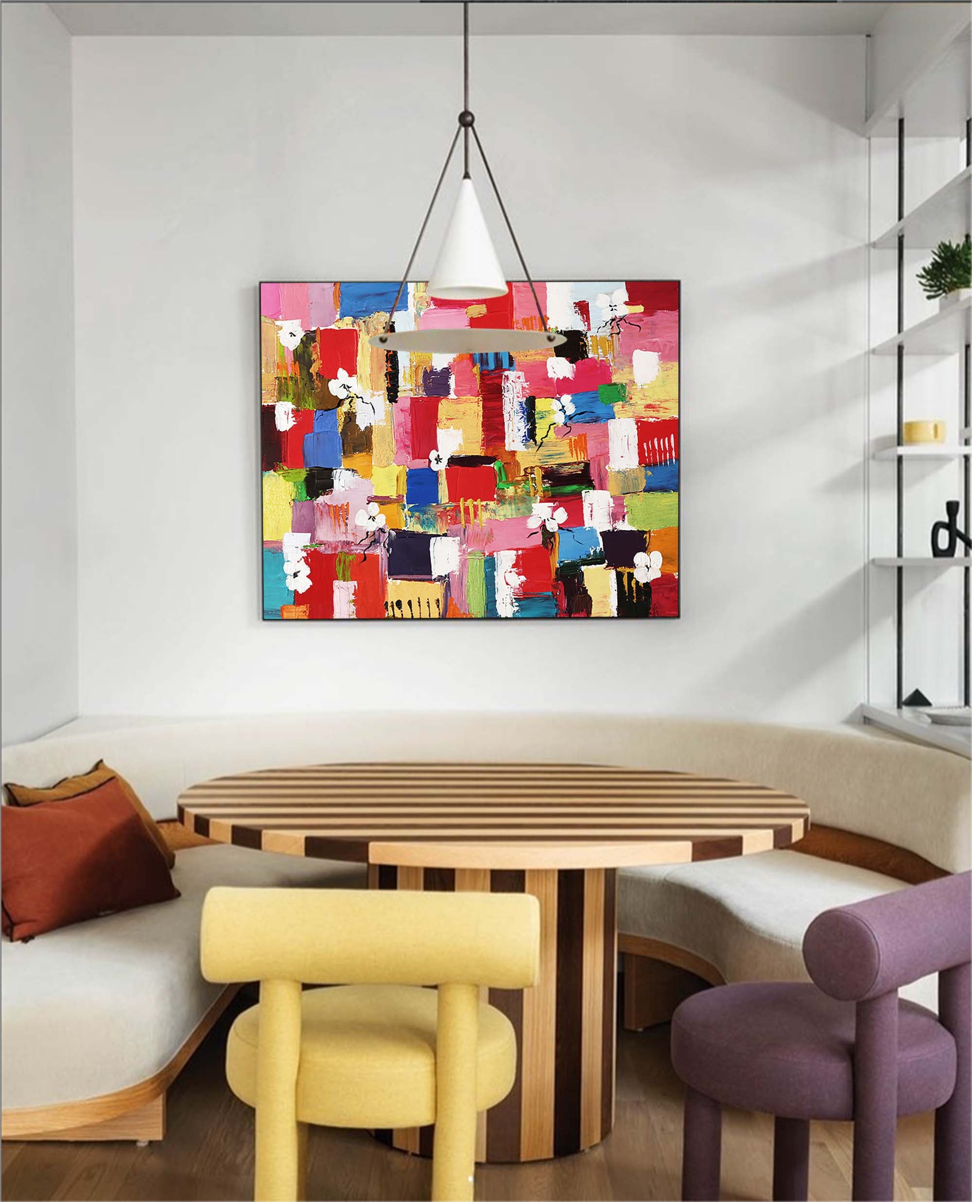 Vibrant Colorful Large Abstract Oil Painting On Canvas Modern Geometry Acrylic Painting Original Wall Art Home Decoration