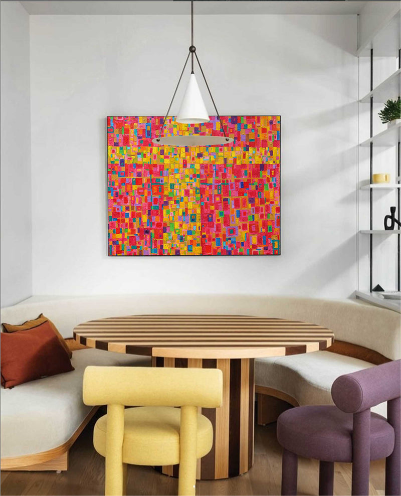 Modern Abstract Geometric Painting Bright Colorful Large Abstract Oil Painting Original Wall Art Home Decoration