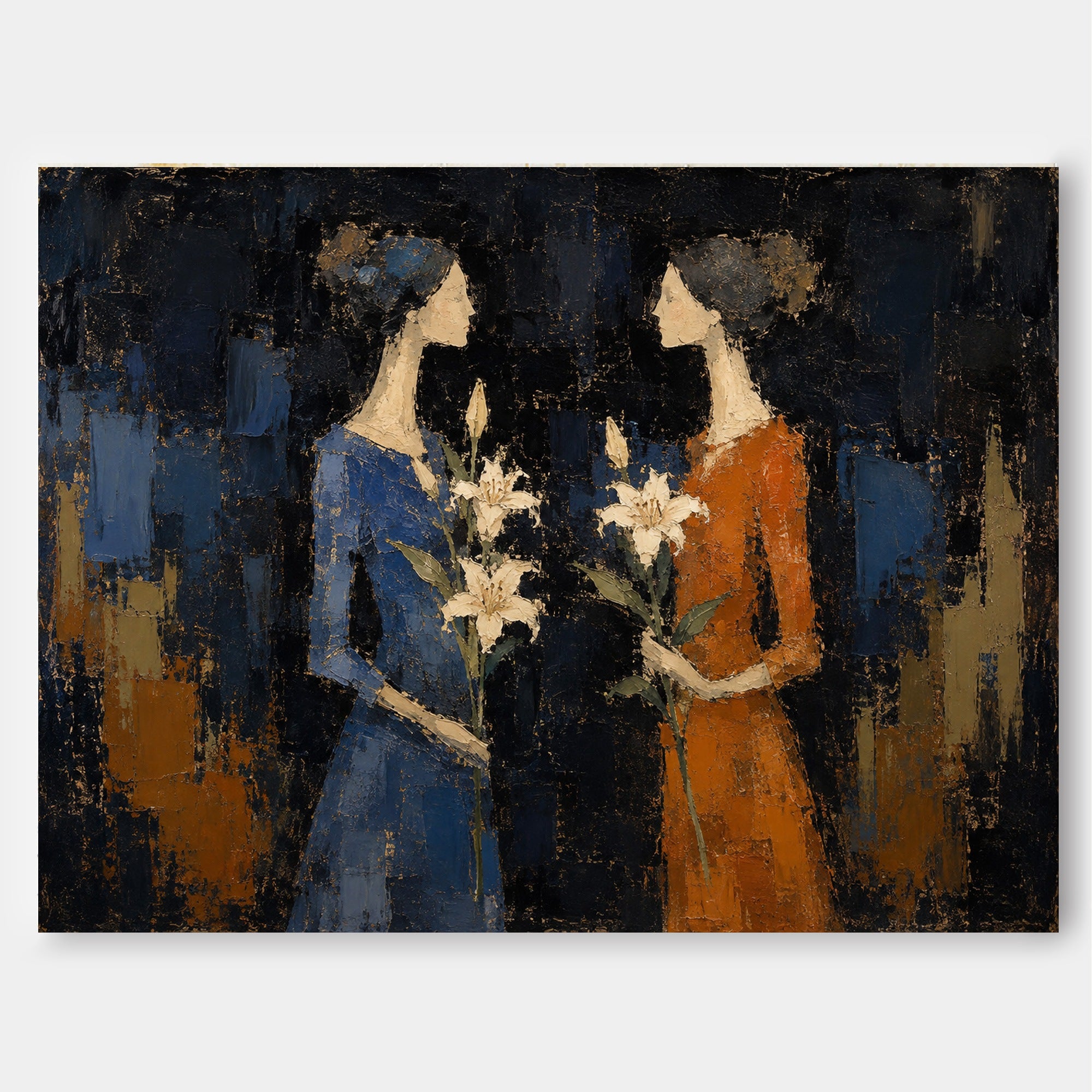 Romantic Figurative Art Print Elegant Women Silhouette For Lounge Decor