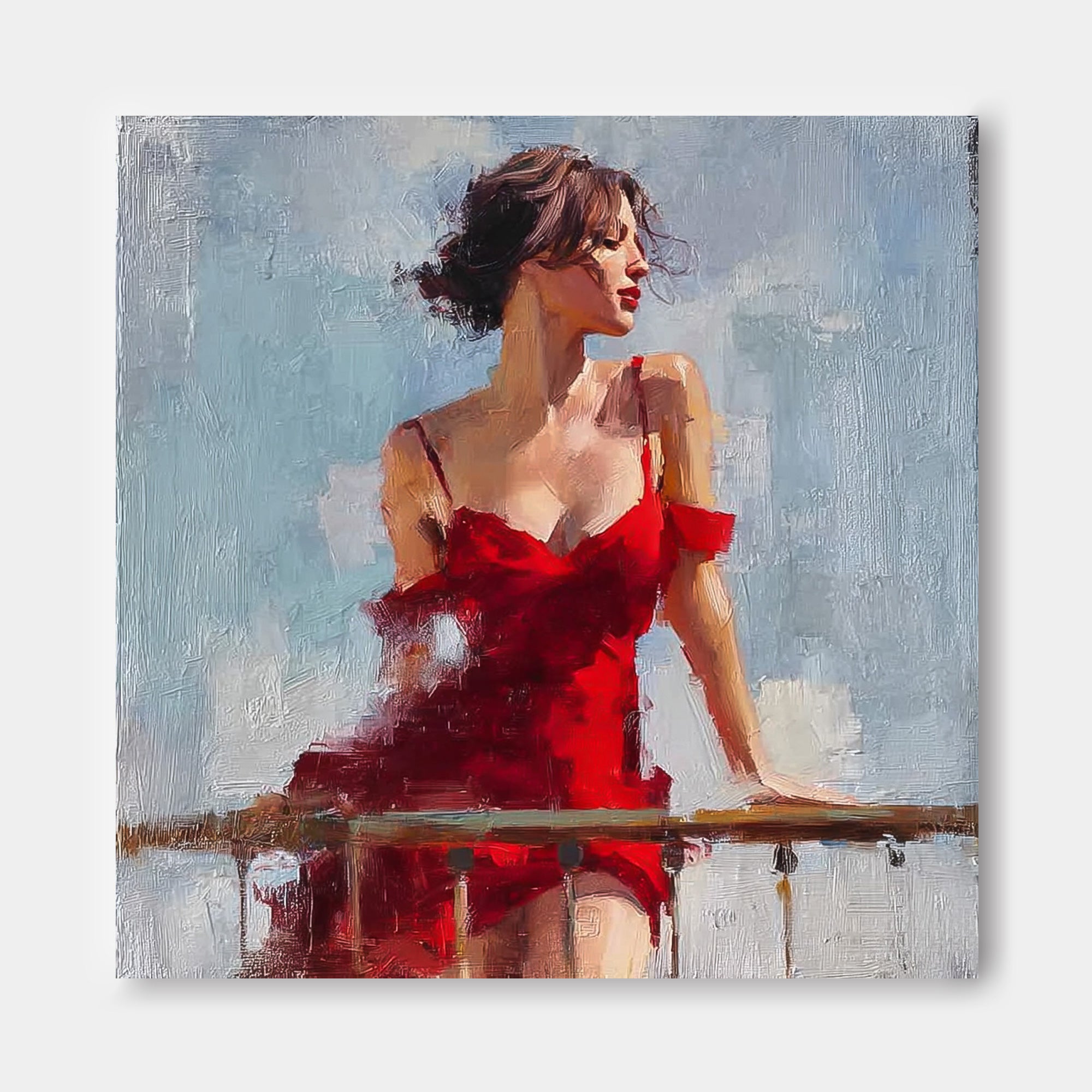 Expressive Female Figure Art With Textured Brushstrokes Square Canvas