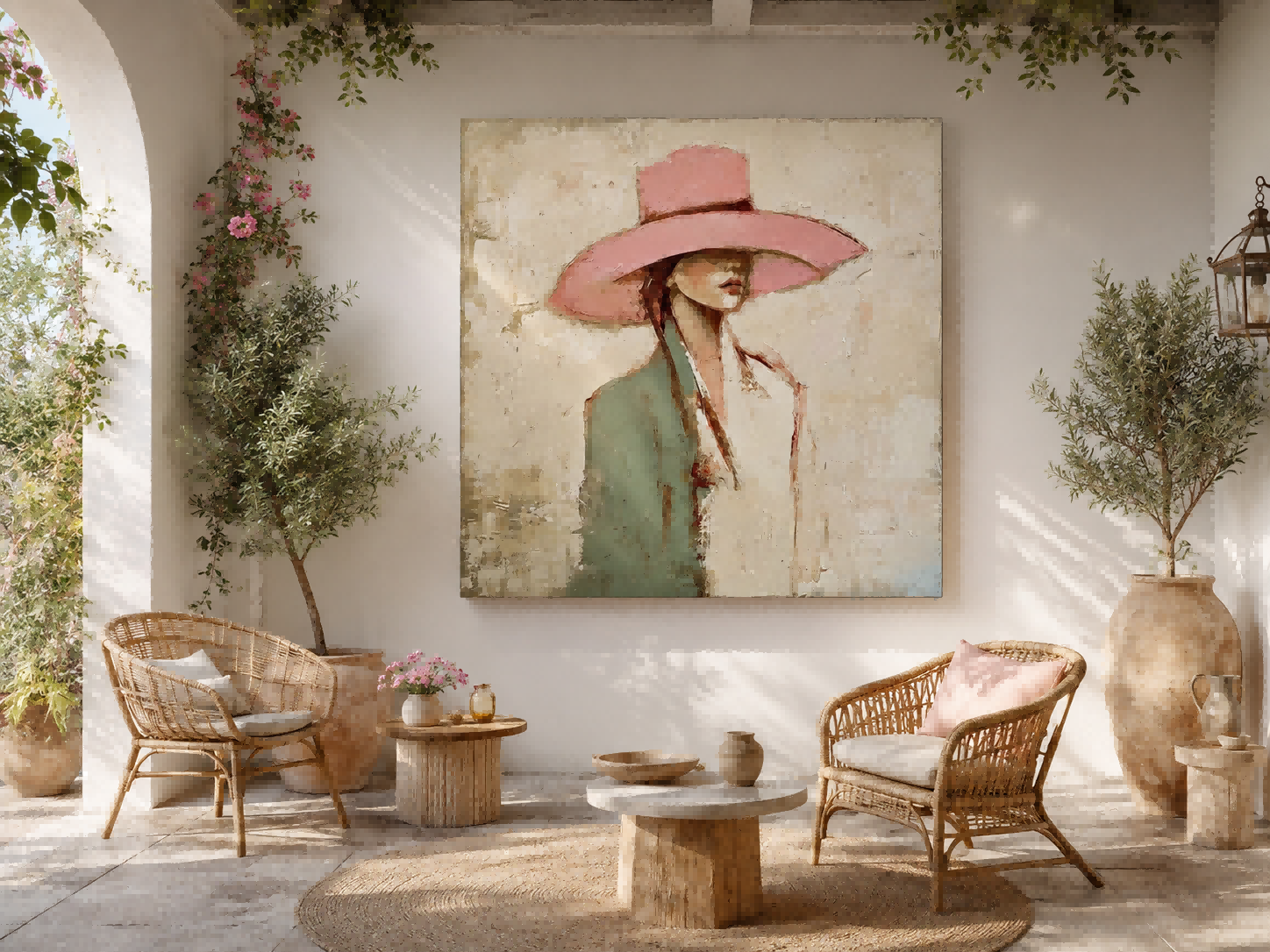 Original Hand Painted Woman Artwork With Textured Canvas Ideal For Luxury Home Interior Design