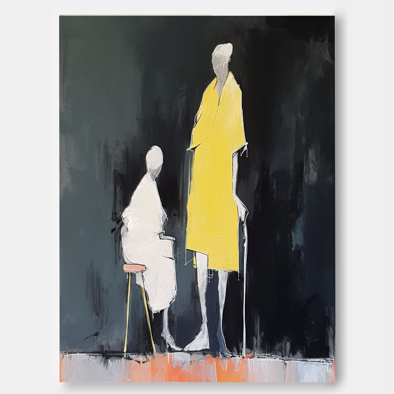 Original People In The Dark Wall Art Large Figure Painting Original Abstract Artwork For Living Room