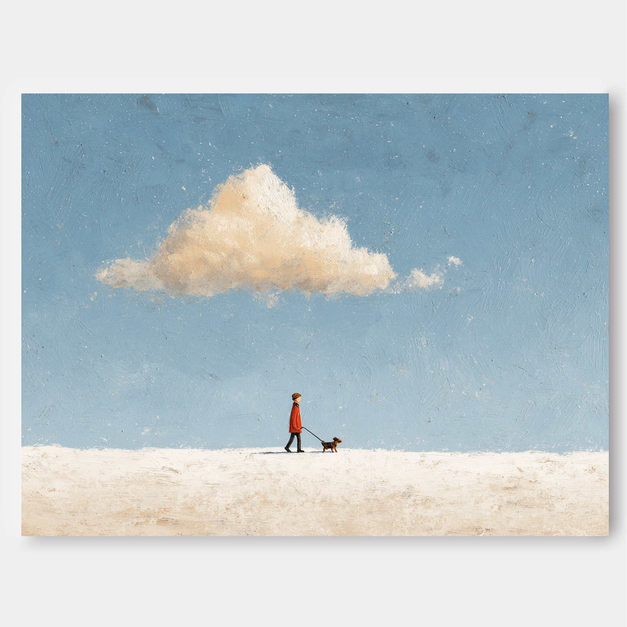 Large Walking The Dog Wall Art Original Minimalism Artwork Abstract Figure Painting Canvas Home Decor