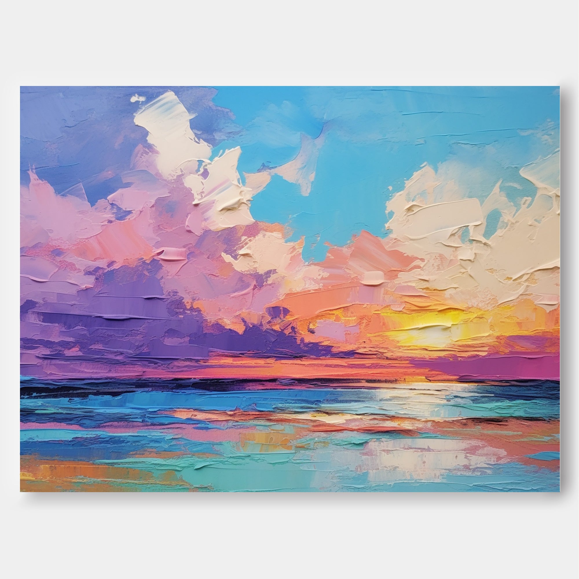 Bright Abstract Landscape Oil Painting Large Original Sunset Wall Art Modern Abstract Landscape Painting Home Decor