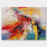 Bright Modern Abstract Canvas Painting Big Texture Colorful Abstract Wall Art Framed For Living Room