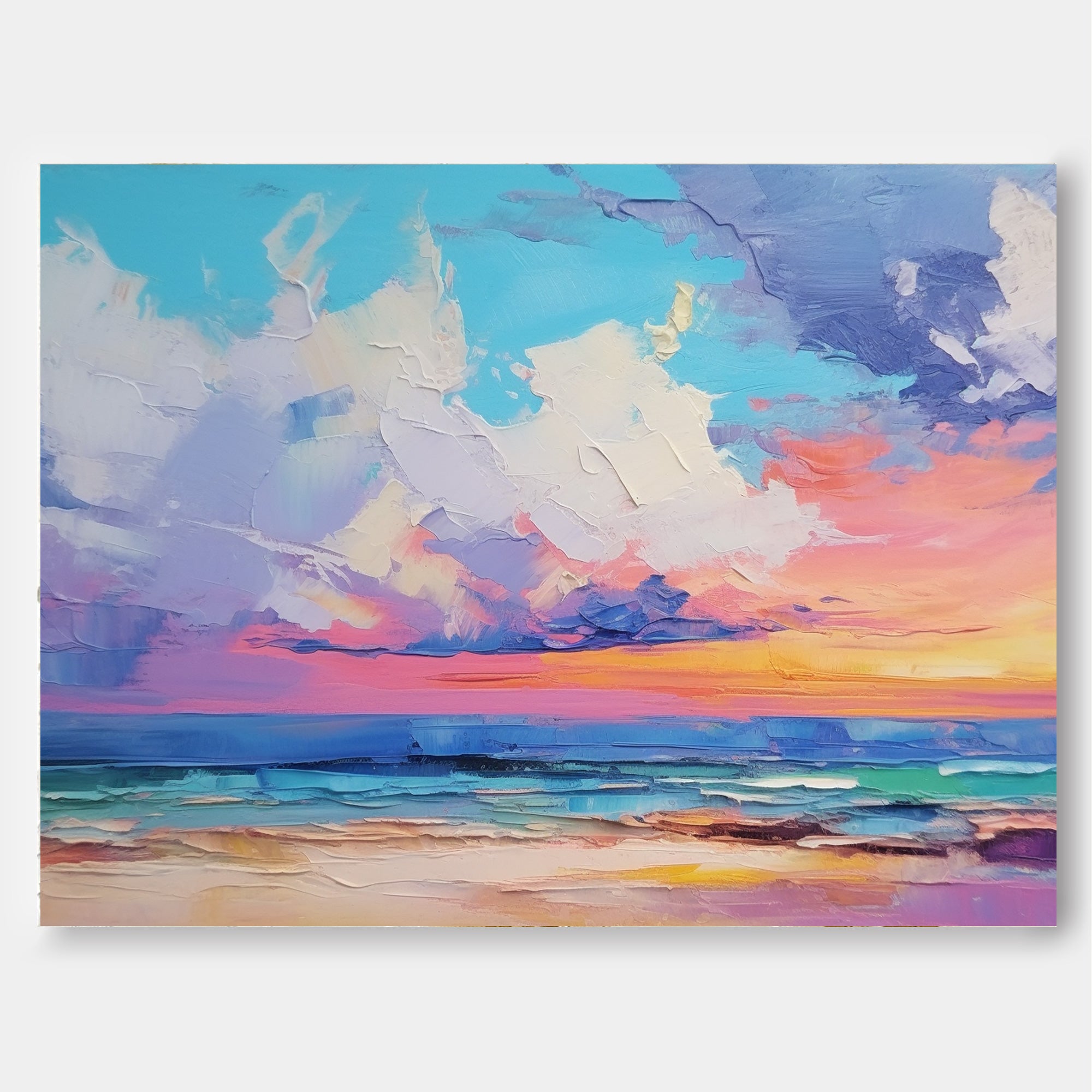 Bright Modern Abstract Landscape Oil Painting On Canvas Large Landscape Original Sunset Wall Art Home Decor