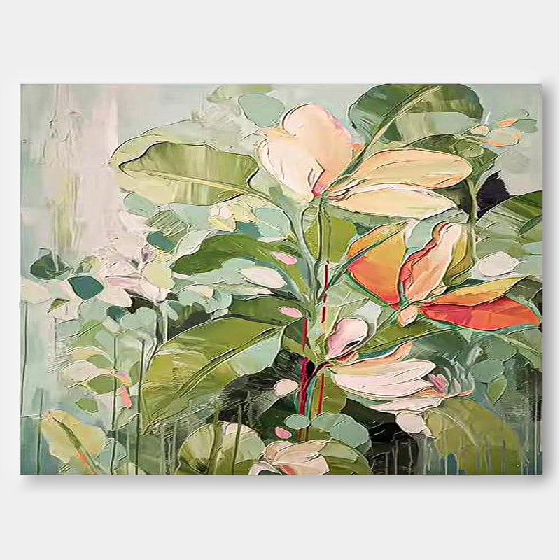 Modern Original Framed Floral Wall Art Large Textured Floral Acrylic Painting For Living Room