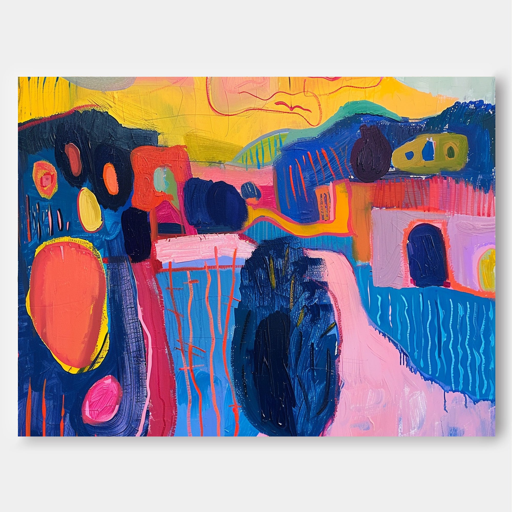 Modern Colorful Scenery Artwork Abstract Graffiti Oil Painting Texture Acrylic painting Original Wall Art