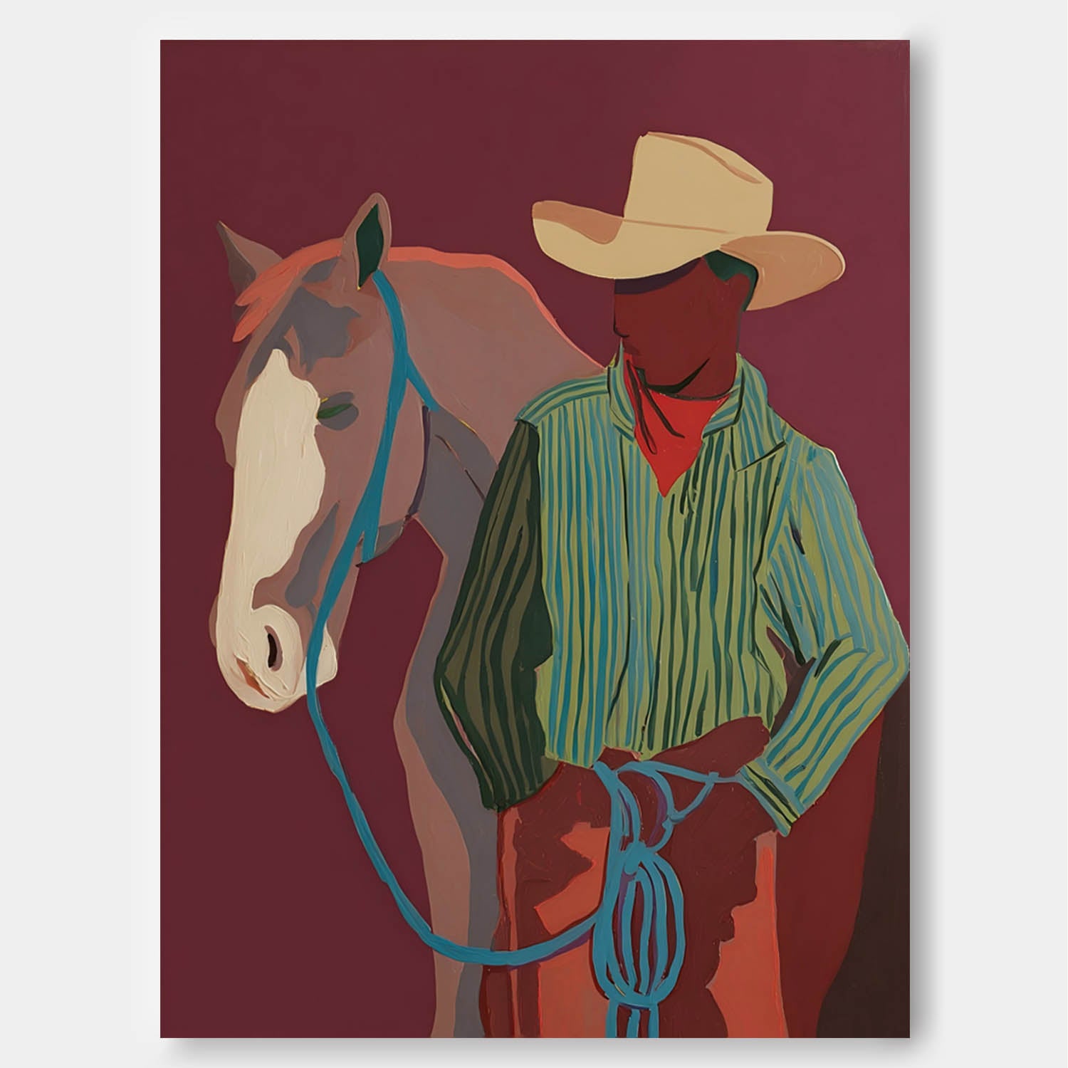 Western Cowboy & Horse Art Painting Rustic Vintage Wall Decor For Home Cowboy Themed Interior Design