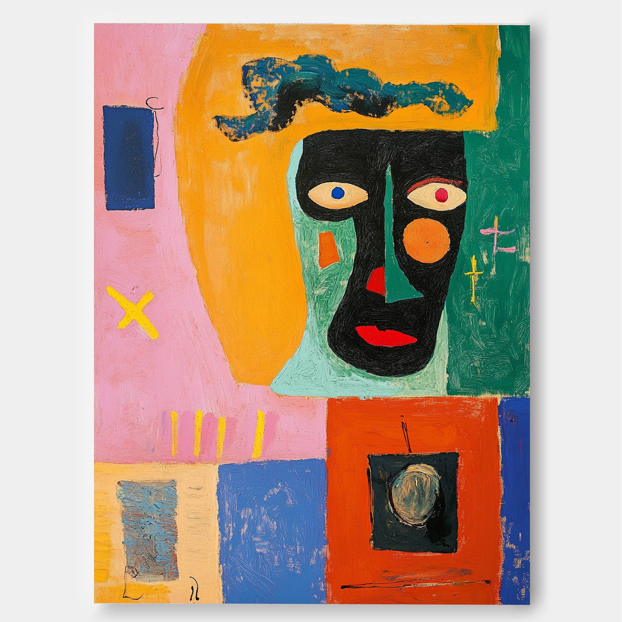 Fashion Art  Original High Aaturation Painting Acrylic painting Abstract Portrait Wall Art Home Decor