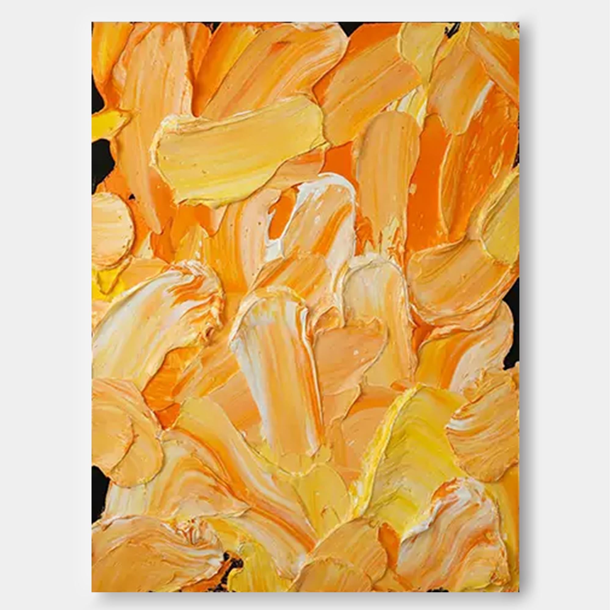 Large Original Knife Painting Yellow Abstract Texture Oil Painting On Canvas Living Room Modern Wall Art Gift