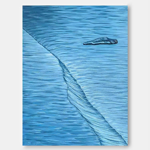 Original Hand-Painted Artwork Large Blue StereoscopicWall Art Minimalist Abstract Canvas Oil Painting