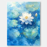 Abstract Lotus Flower Oil Painting On Canvas Big Original Texture Beautiful Blue Artwork Framed Home Decor