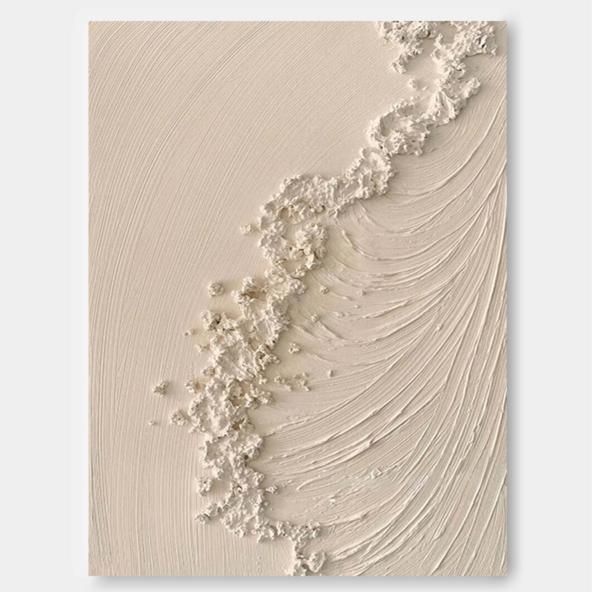 Beige Texture Ocean Abstract Oil Painting Large Ocean Original Painting On Canvas Modern Wall Art Living Room Decor