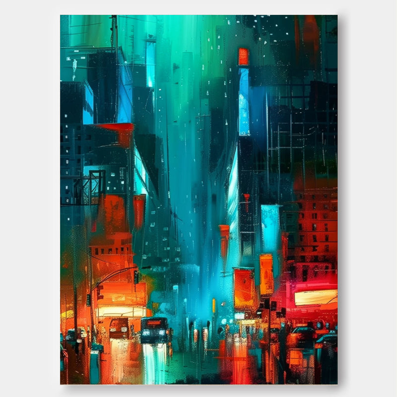 Big Wall Art Original Modern Cityscape Oil Painting On Canvas Abstract Urban Scene Art Home Decor