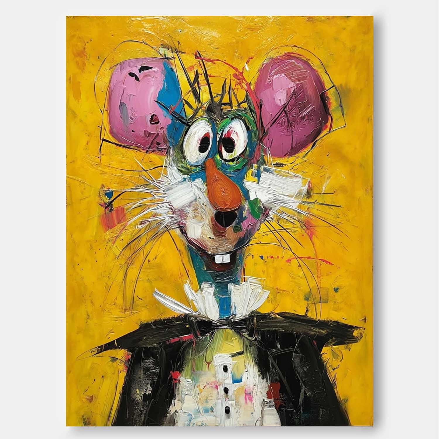 Cute  Mouse Abstract Wall Art Large Acrylic Painting Impression Graffiti Animal Oil Painting Home Decor