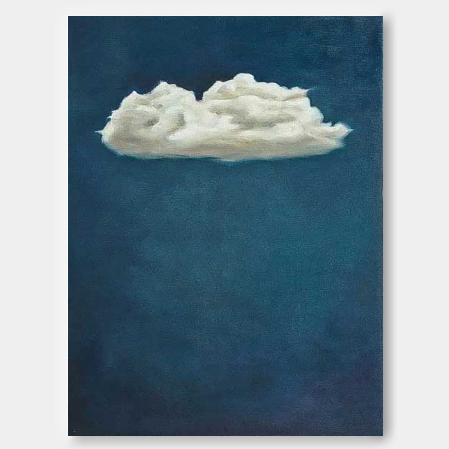 Original Hand-Painted Artwork Large Blue Wall Art Minimalist White Clouds Abstract Canvas Oil Painting