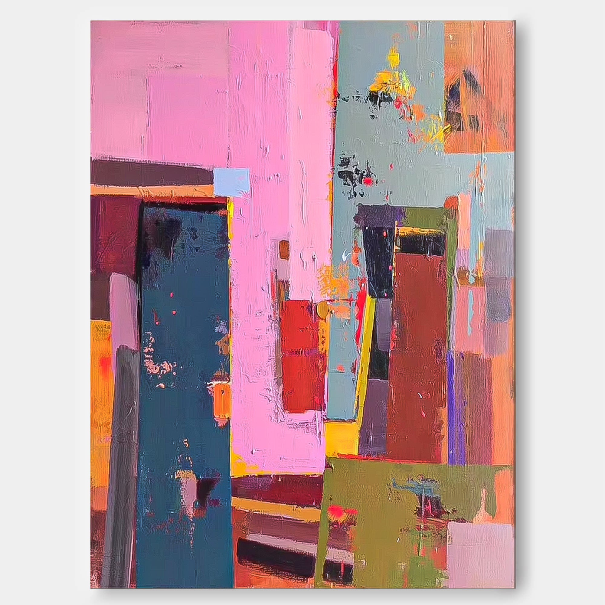 Original Abstract Painting Canvas Large Wall Art Abstract Pink Oil Painting For Living Room