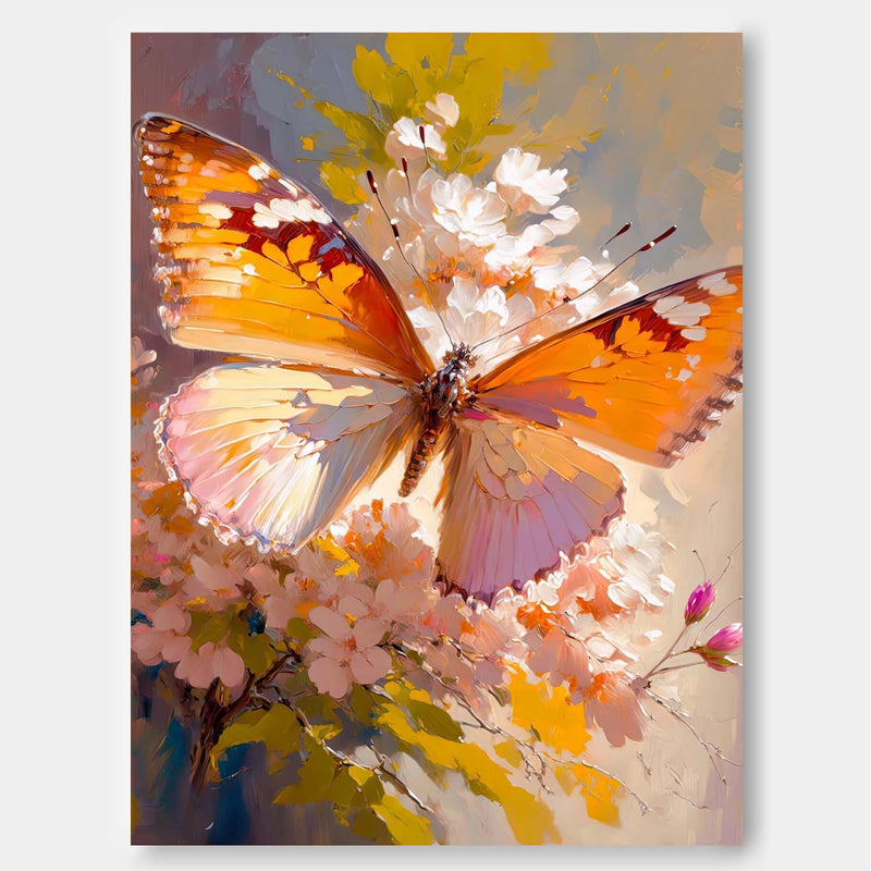 Bright Oil Painting Modern Texture Oil Painting Impressionist Butterfly Wall Art Original Artwork Decor