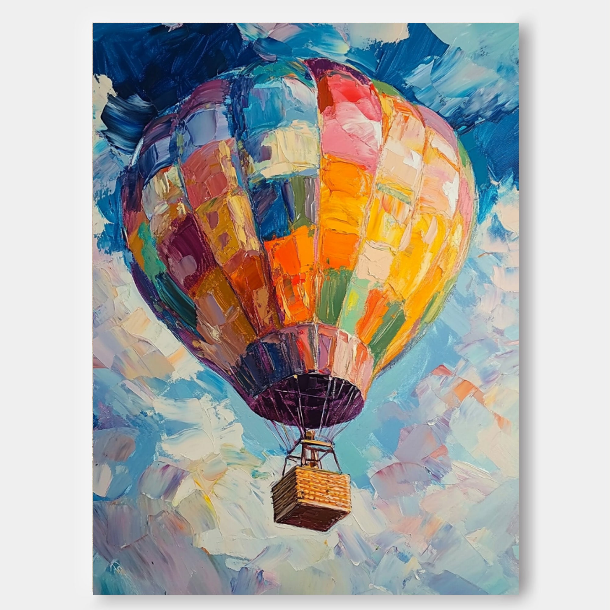 Abstract Scenery Oil Painting Large Hot Air Balloon Painting On Canvas Colorful Landscape Texture Artwork