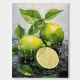 Bright Color Fruit Acrylic Painting Large Lime Original Artwork Abstract Still Life Painting On Canvas Gift