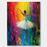 Colorful Artwork Original Modern Ballet Girl Wall Art Big Multicolor Girl Daning Painting Framed Gift