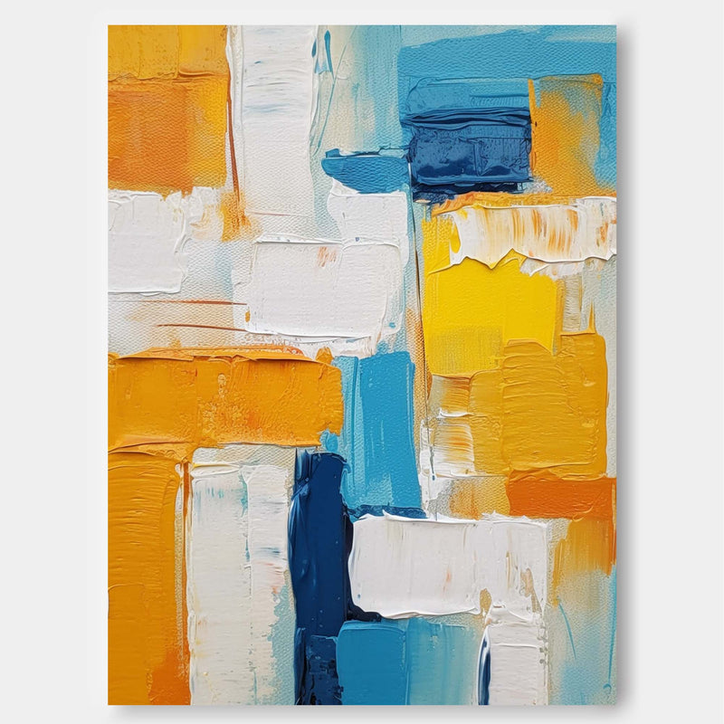 Large Textured Modern Abstract Wall Art Original Oil Painting On Canvas Vibrant Yellow And Blue Acrylic Painting Living Room Decor