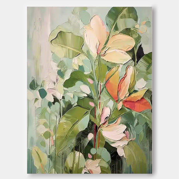 Large Modern Floral painting Impressionist Flower Paintings Beautiful Green Flower Painting For Living Room