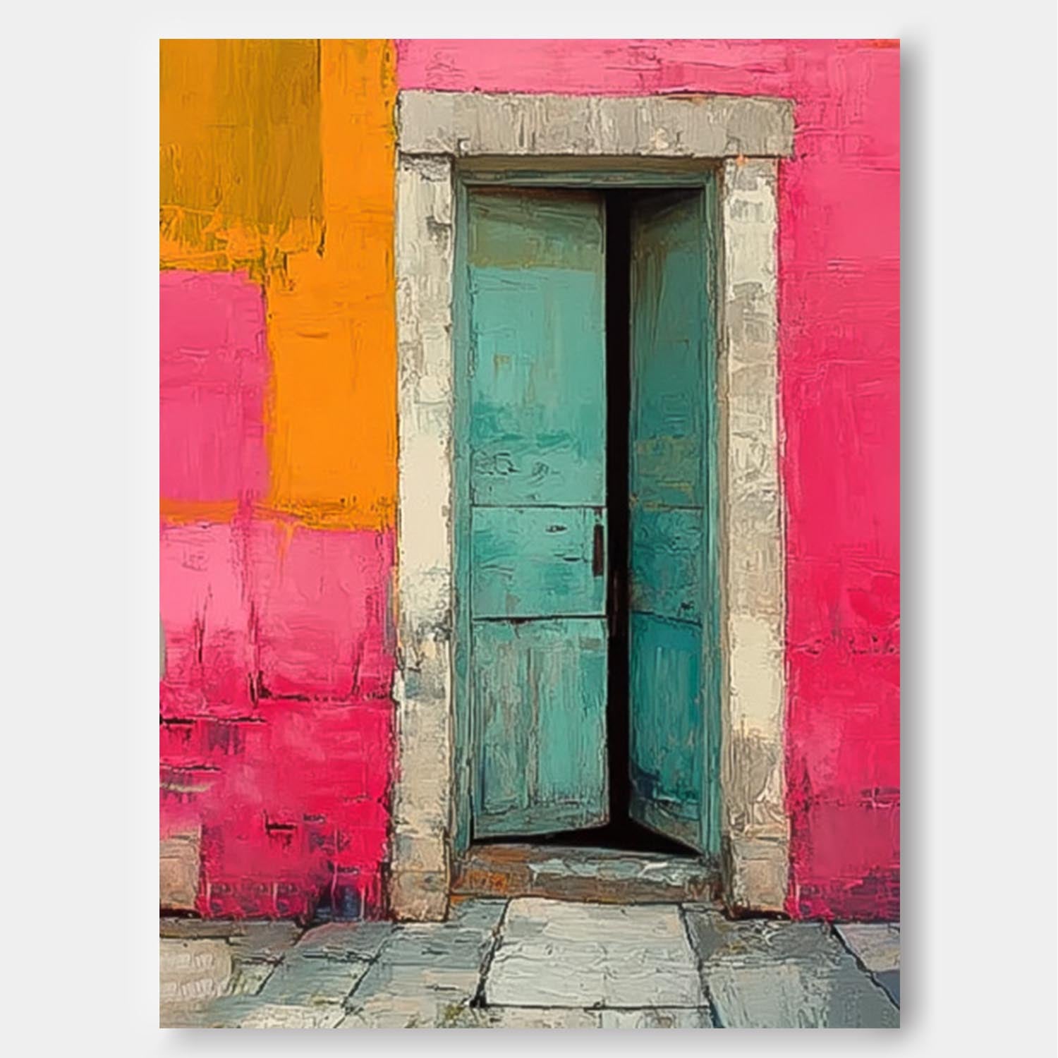 Large Architectural Door Painting Framed Original Vibrant Doorway Wall Art Abstract Acrylic painting