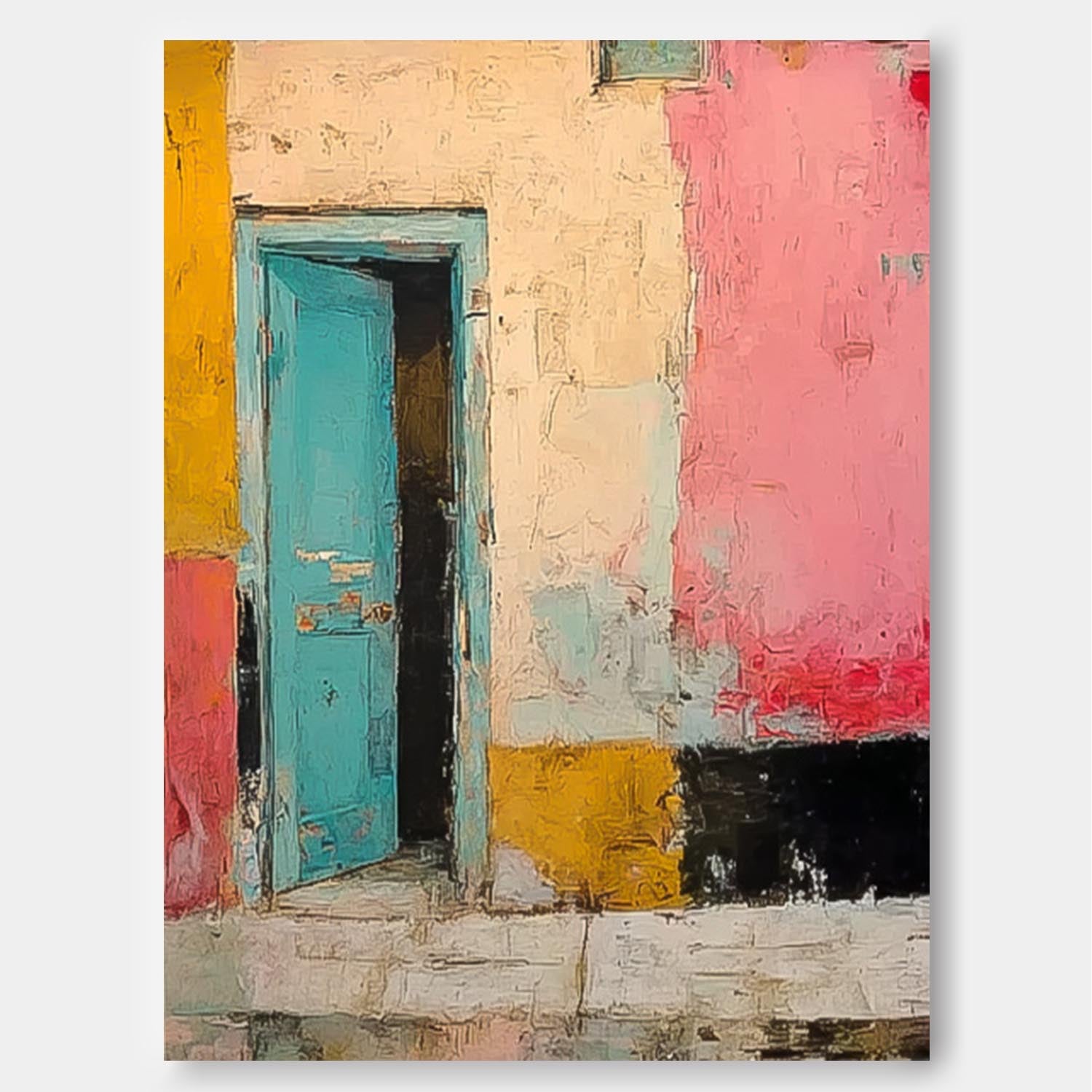 Abstract Acrylic painting Large Architectural Door Painting Framed Original Vibrant Doorway Wall Art
