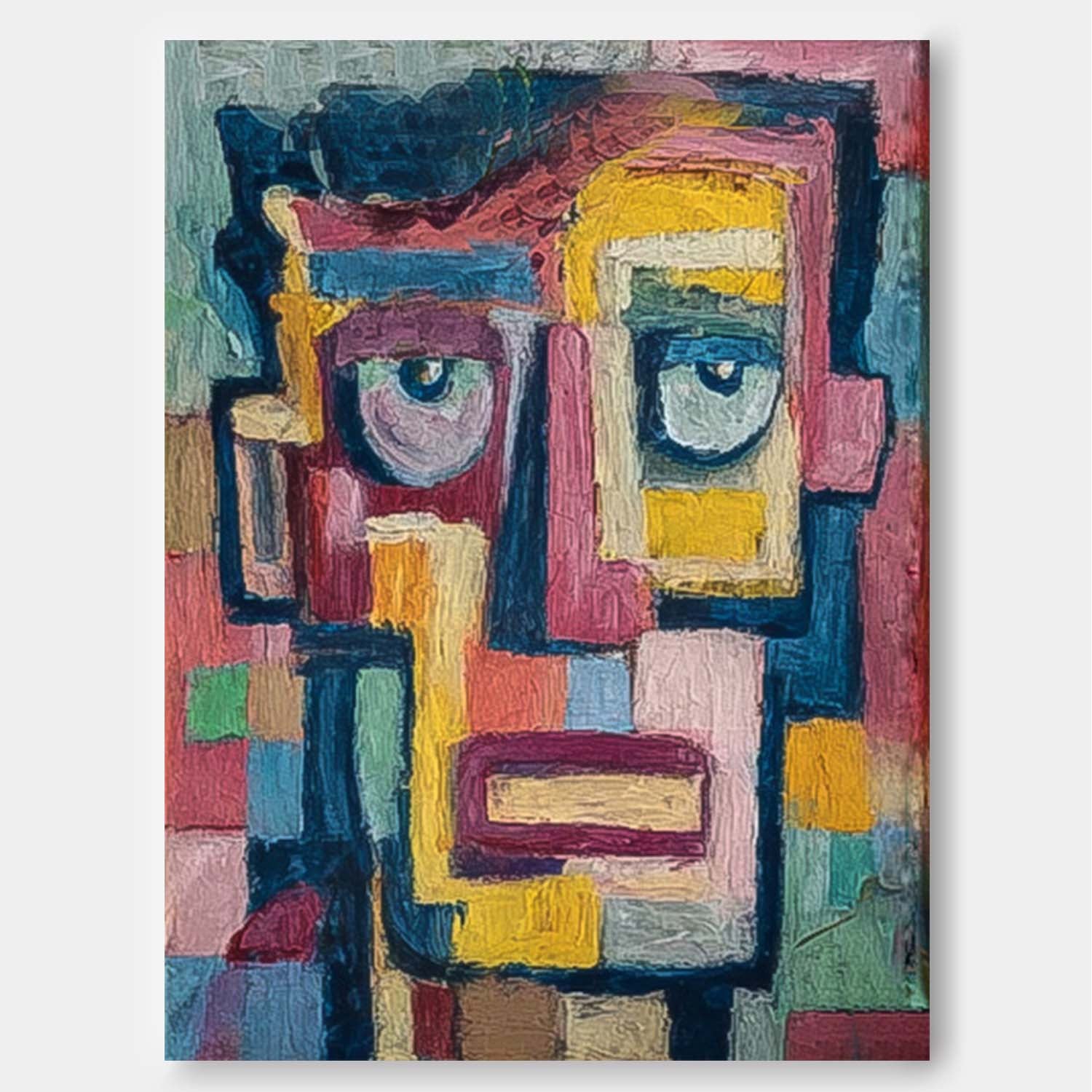Color Abstract Portrait Oil Painting Canvas Large People Wall Art Original Humor Face Painting