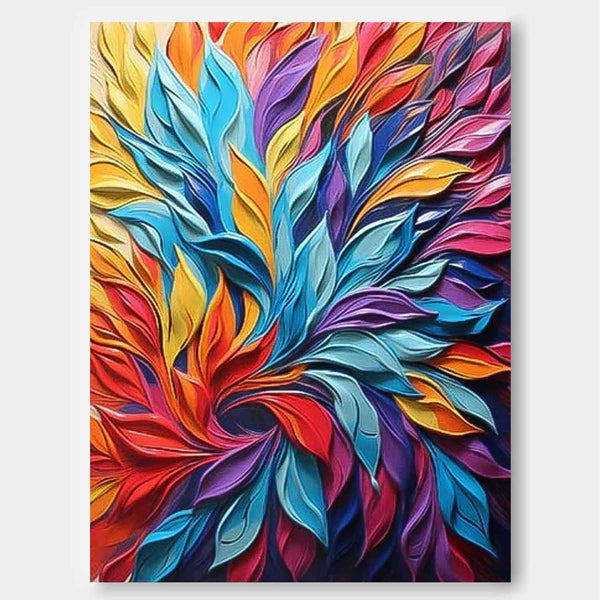 Large Modern Acrylic Painting On Canvas Colorful Texture Abstract Oil Painting Original Petal Artwork