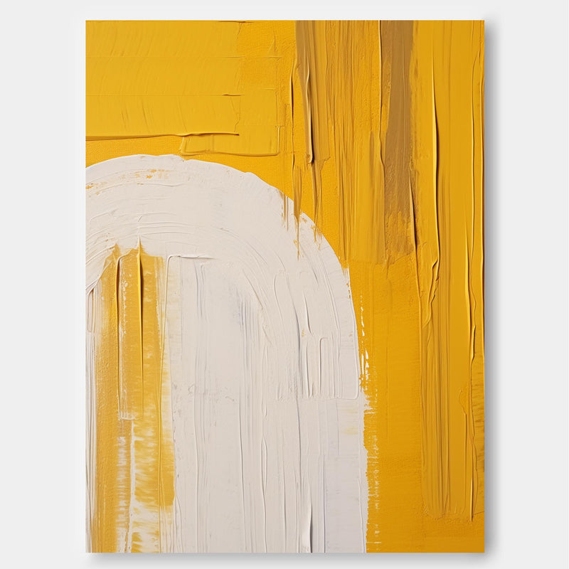 Bright Yellow Texture Minimalist Oil Painting On Canvas Original Wall Art Large Abstract acrylic painting For Living Room