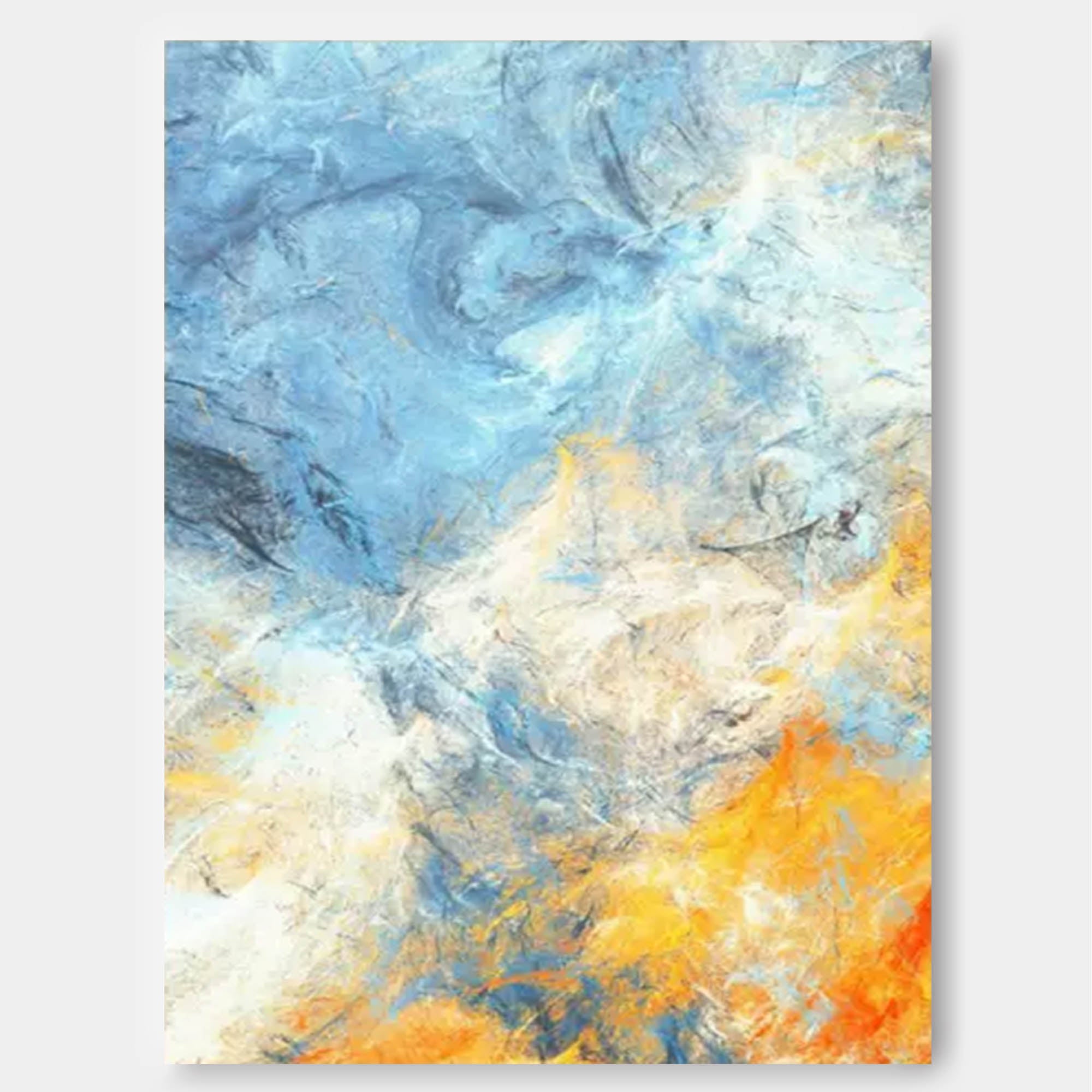 Large Blue Original Painting Abstract Texture Oil Painting On Canvas Living Room Modern Wall Art Decor