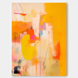 Original Oil Painting on Canvas Large Abstract Wall Art Modern Vibrant Yellow Acrylic Painting for Home Decor