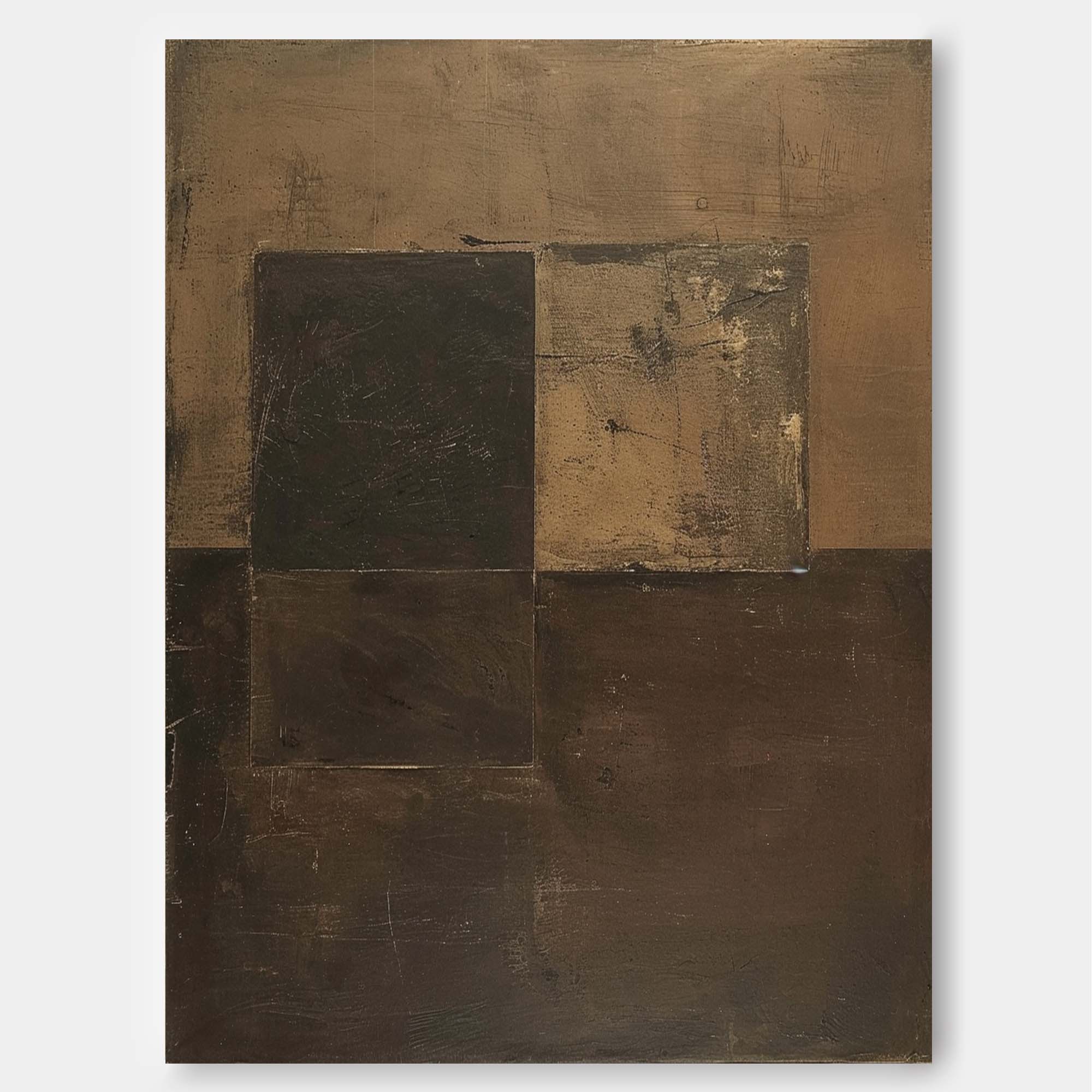 Brown Modern Minimalist  Wall Art Large Original Abstract Oil Painting On Canvas For Living Room