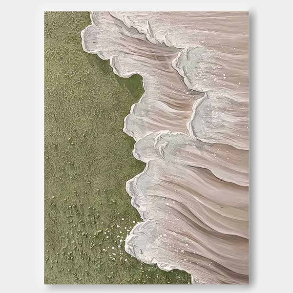 Original Abstract Beach Oil Painting On Canvas Large 3D Green Ocean Wall Art Seascape Artwork Decor