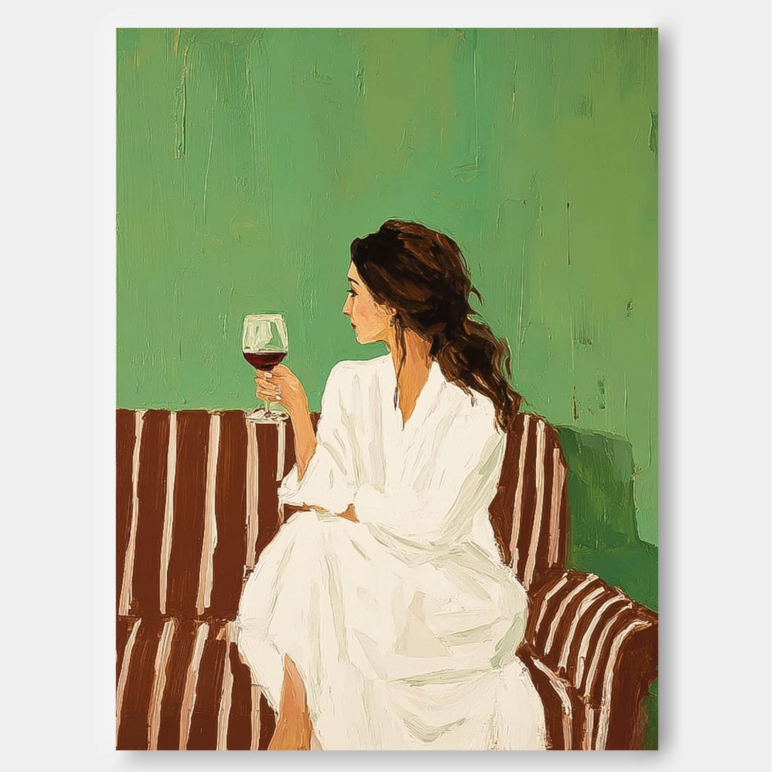 Original Elegant Woman Wall Art Abstract Lady Wearing A Bathrobe Oil Painting Canvas Figure Artwork Framed