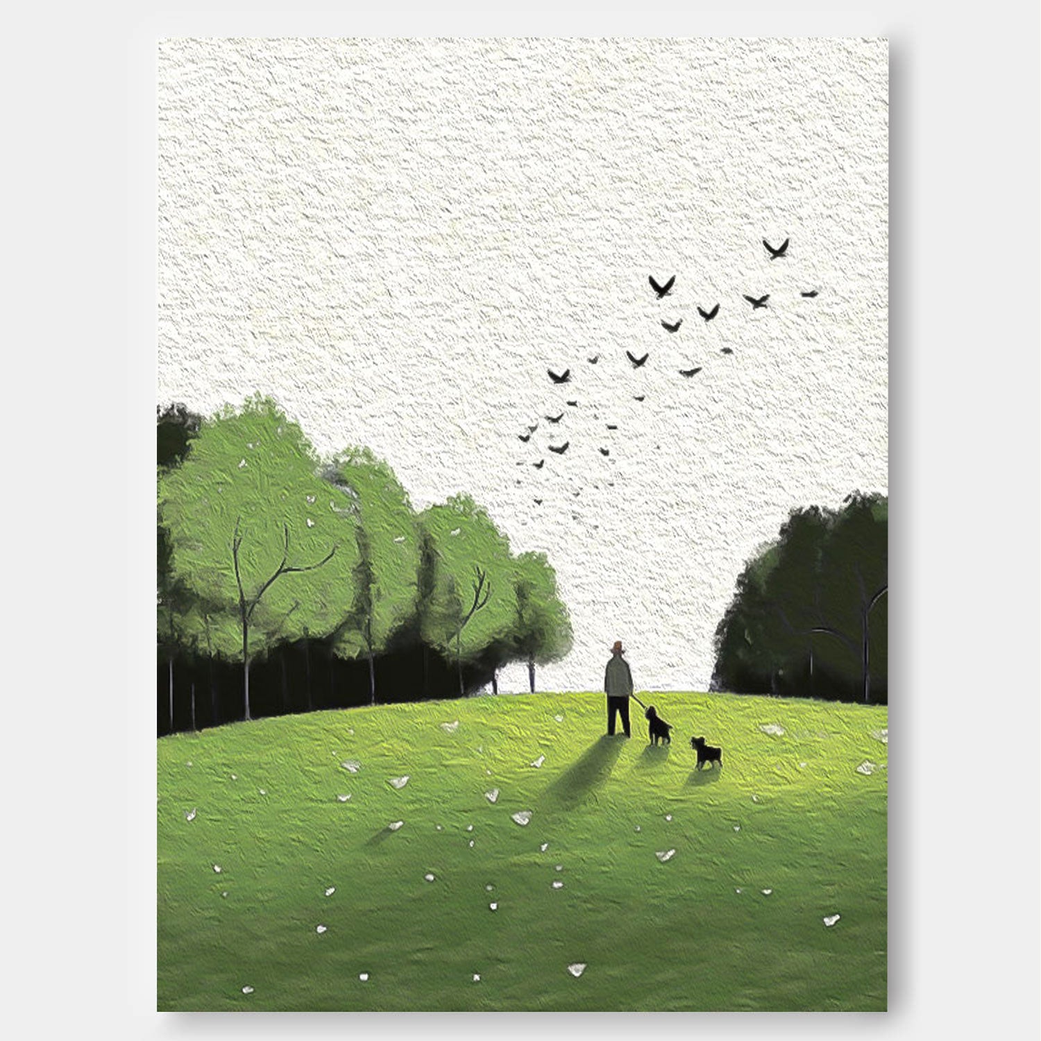 Large Lawn scenery Painting On Canvas Abstract Comfortable Scenery Oil Painting Green Landscape Artwork