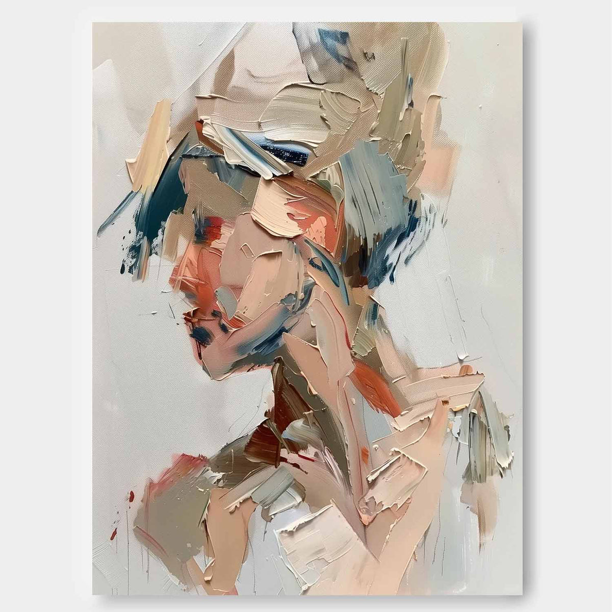 Original Vague Texture Girl Wall Art Abstract Figure oil Painting On ...
