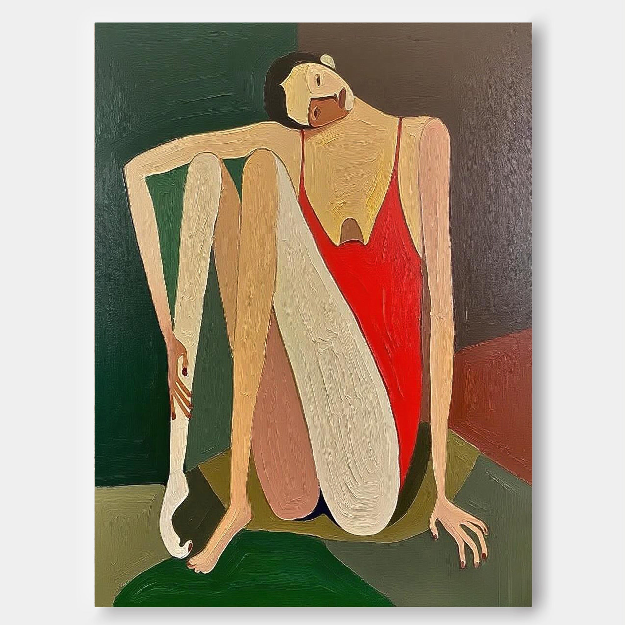 Textured Dancing Girl Painting Canvas Original Large Abstract Elegant Women Figure Wall Art For Living Room