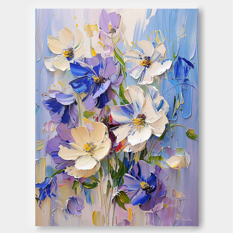 Abstract Flower Acrylic Painting On Canvas Original Floral Painting Large Lovely Textured Art Home Decor