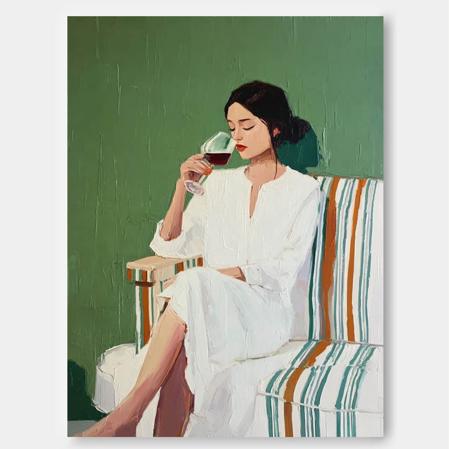 Original Elegant Woman Wall Art Abstract Lady Wearing A Bathrobe Oil Painting Canvas Figure Artwork Framed