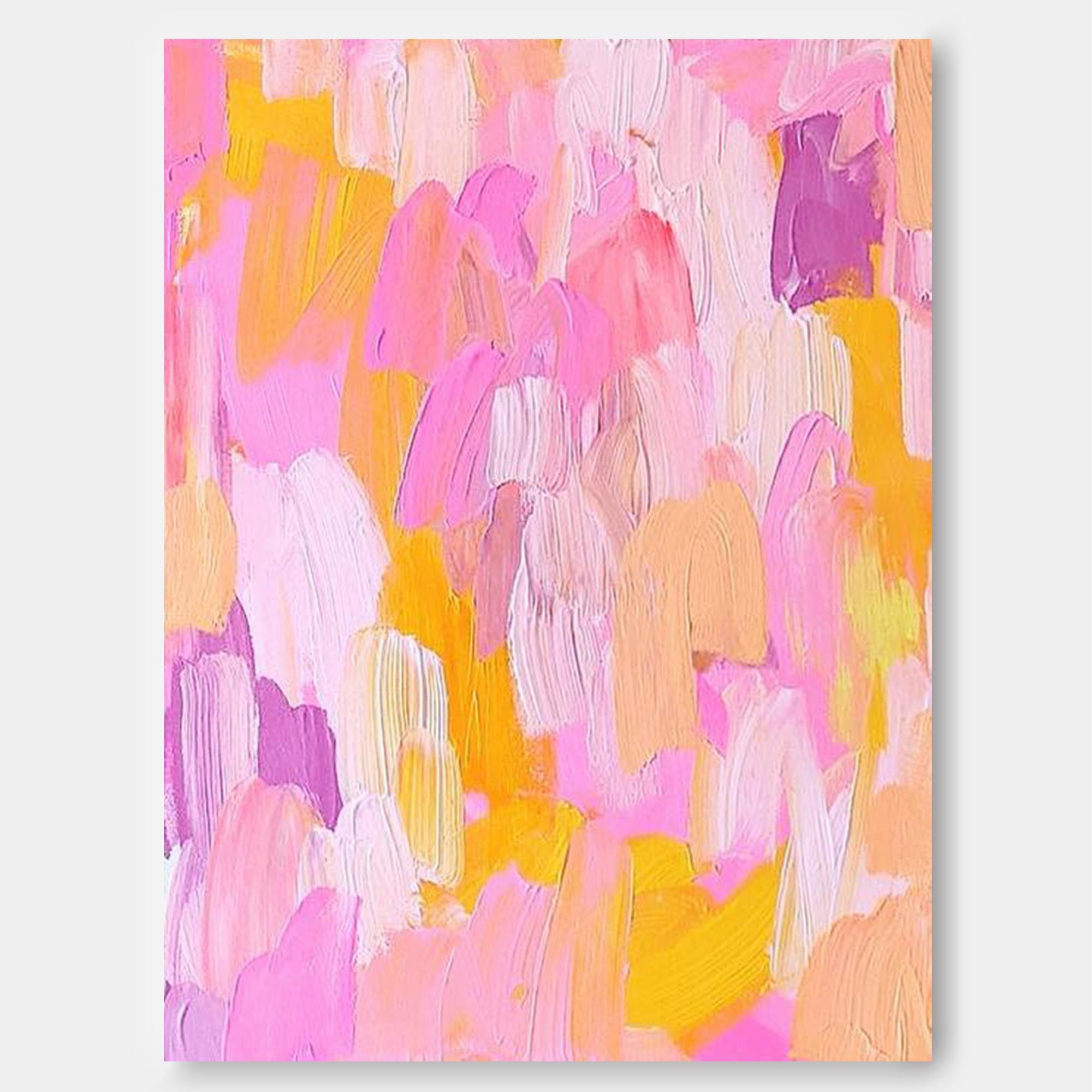 Bright Pink Abstract Oil Painting On Canvas Modern Texture Wall Art Large Colorful Original Knife Painting Home Decor