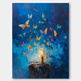 Original Artwork Abstract Still Life Painting Butterfly By Candlelight Acrylic Painting On Canvas Framed